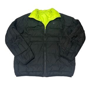 Nike Reversible Men's Black and Neon Green Puffer Jacket
